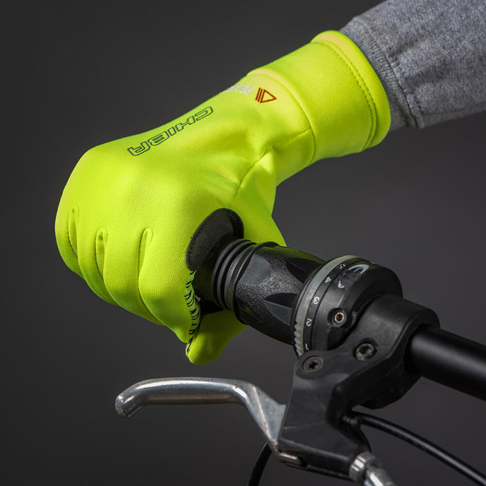 Mănuși de iarnă ciclism pentru copii Kids Polartec Reflex galben Neon