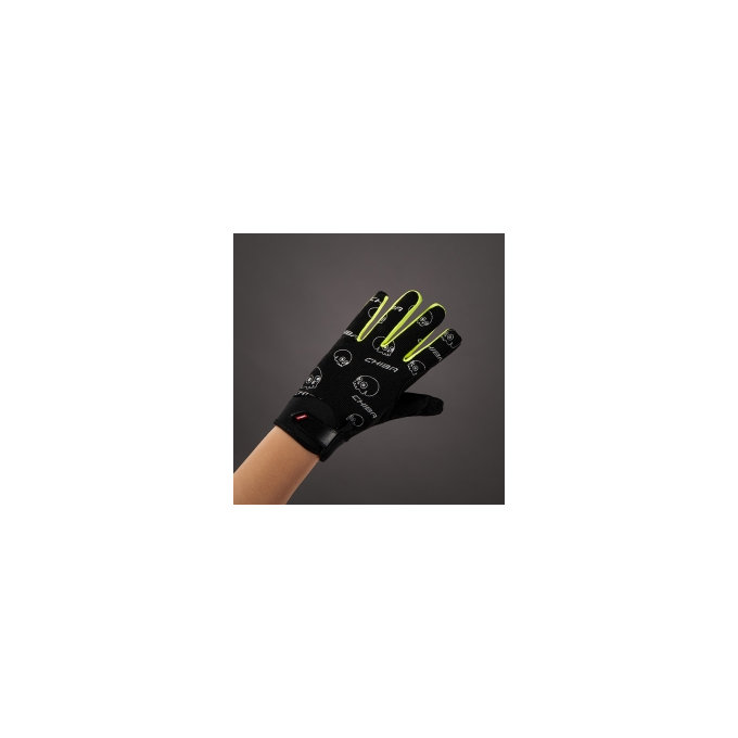 Mănuși de ciclism pentru copii Bones negru-galben neon