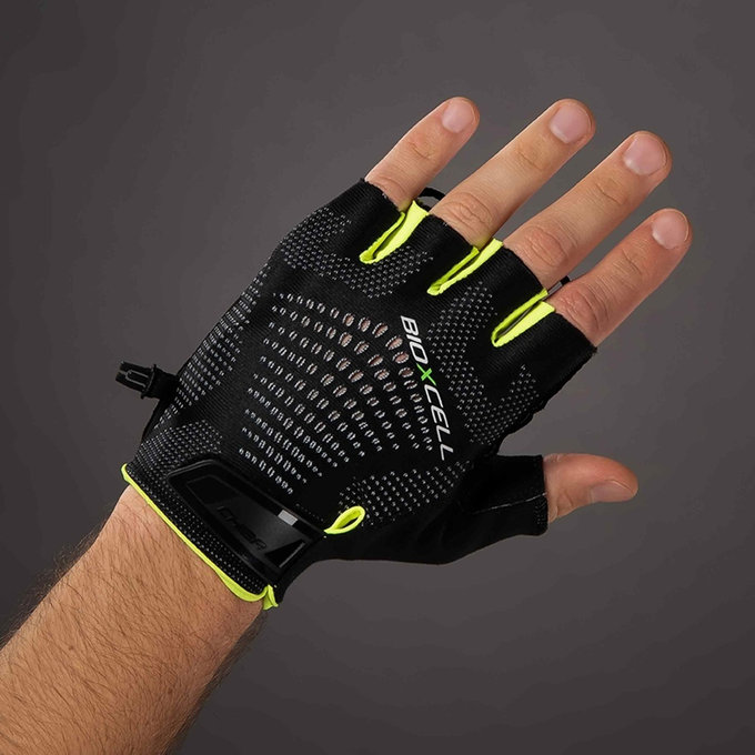 Mănuși de ciclism pentru adulți BioXCell Super Fly negru/galben neon