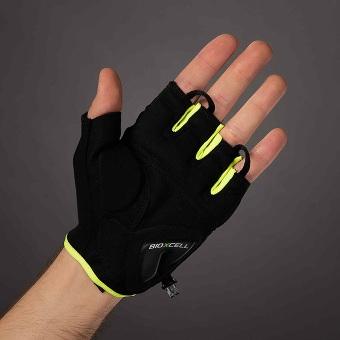 Mănuși de ciclism pentru adulți BioXCell Super Fly negru/galben neon