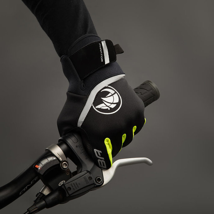 Mănuși de iarnă ciclism pentru adulți Phantom negru/galben neon