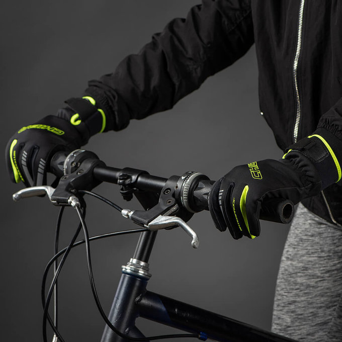 Mănuși de iarnă ciclism pentru copii Kids Waterproof negru/galben neon