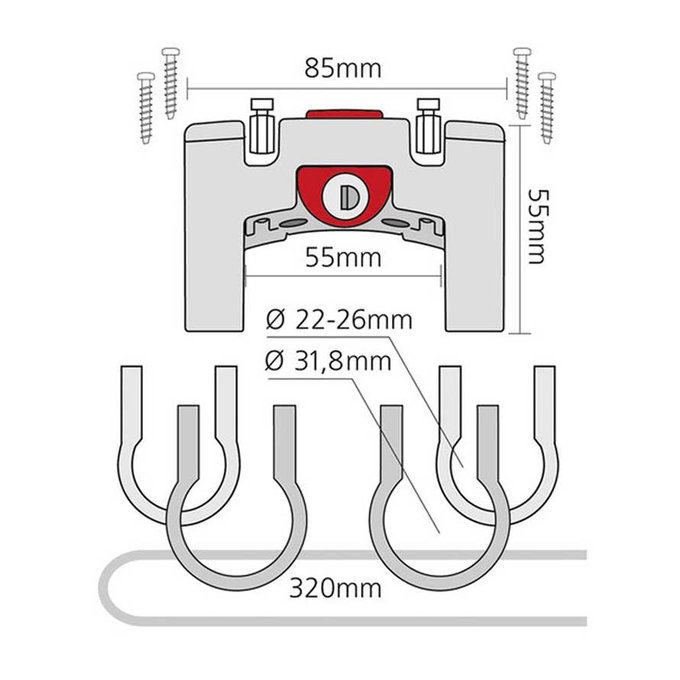 Adaptor ghidon 22-26 mm/31,8 mm blocabil