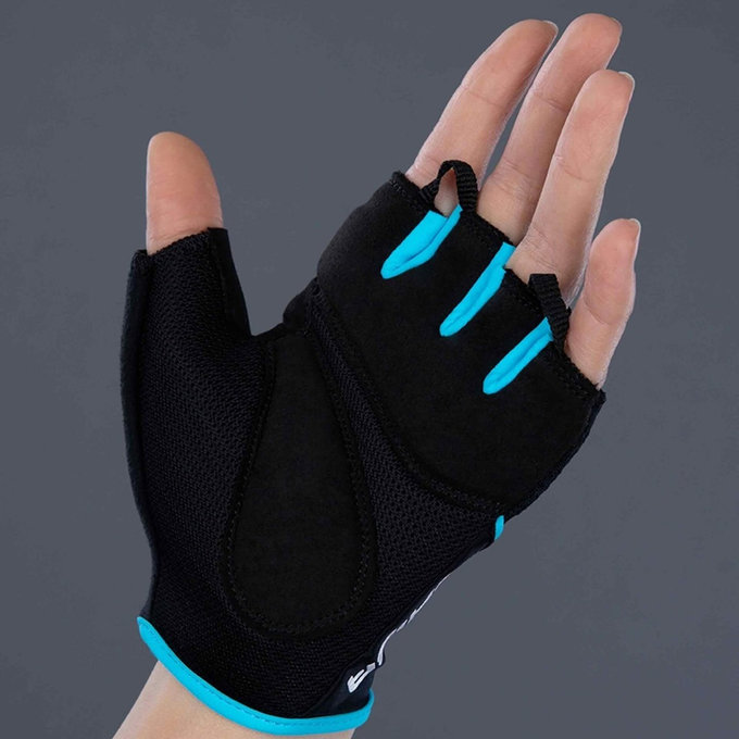 Mănuși ciclism damă Lady Gel M negru/turcoaz