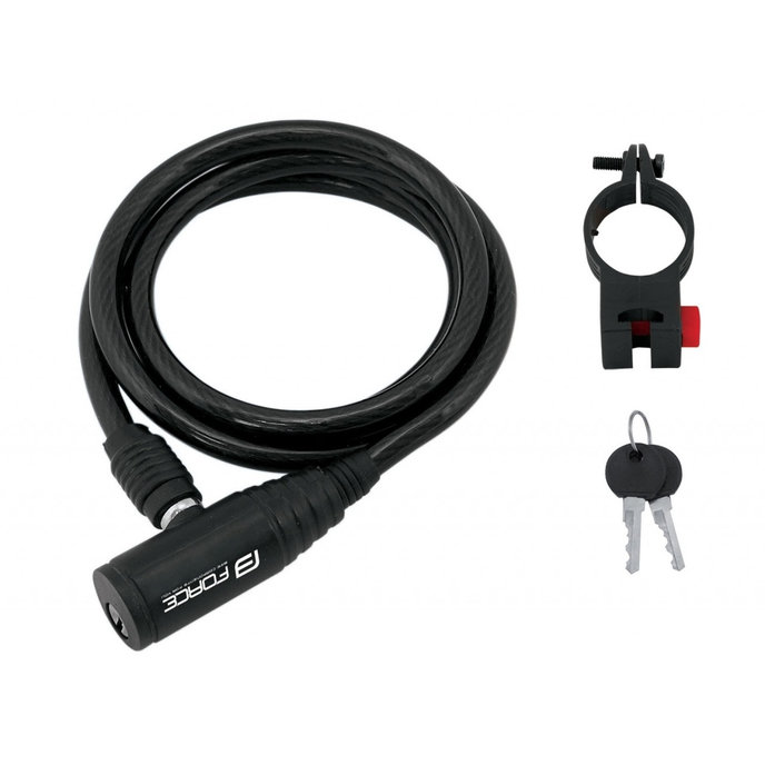 FORCE lock ECO spirala cu suport, 120cm / 8mm, negru