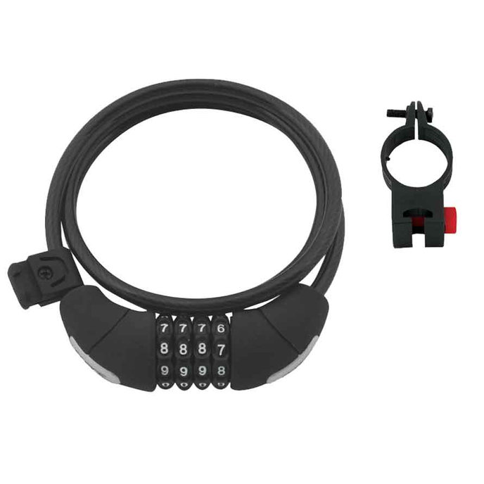 Broasca cu spirala FORCE LUX, codificata, 120cm / 8mm + suport, negru
